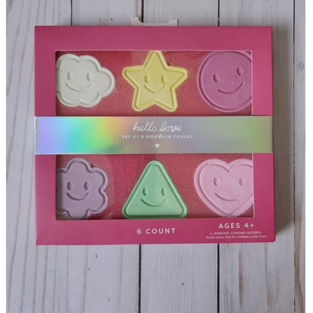 Garven Hello Love Set of 6 Sidewalk Chalks Smiley Faces Shapes Colorful Summer